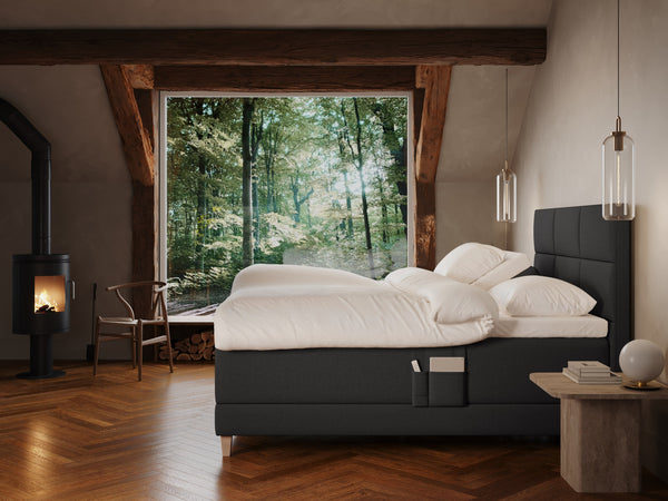 Aura Älv 160x200 Antrasitt Nordic Dream tilbyr senger med skandinavisk design og materialer av høy kvalitet. Opplev perfekt komfort for en god natts søvn. Bestill din i dag!