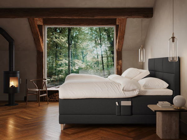 Aura Älv 210x210 Antrasitt Nordic Dream tilbyr senger med skandinavisk design og materialer av høy kvalitet. Opplev perfekt komfort for en god natts søvn. Bestill din i dag!