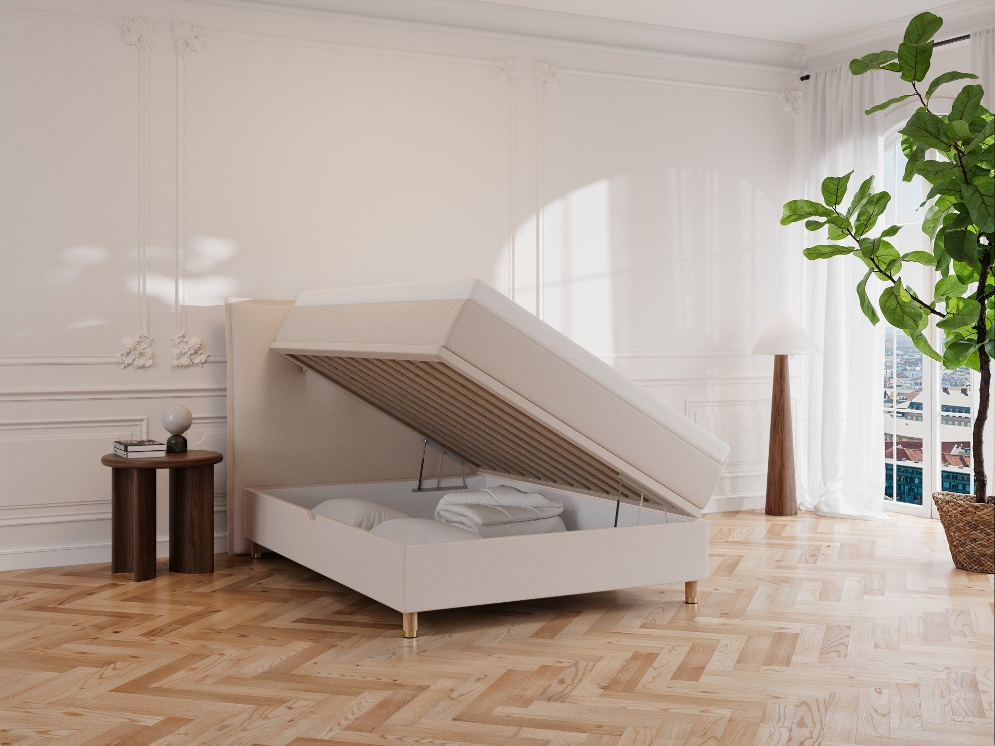 Alva Älv 140x200 Sand Nordic Dream tilbyr senger med skandinavisk design og materialer av høy kvalitet. Opplev perfekt komfort for en god natts søvn. Bestill din i dag!