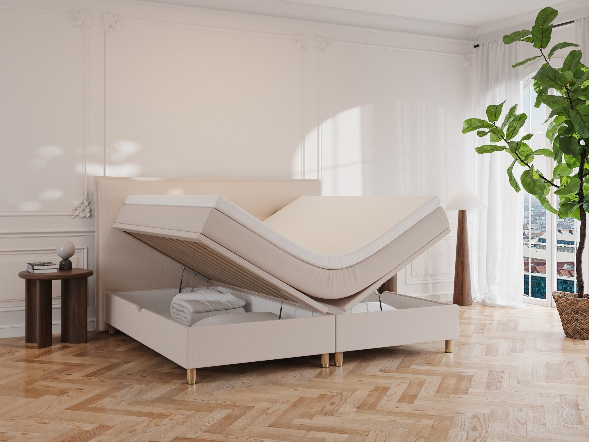 Alva Älv 220x220 Sand Nordic Dream tilbyr senger med skandinavisk design og materialer av høy kvalitet. Opplev perfekt komfort for en god natts søvn. Bestill din i dag!