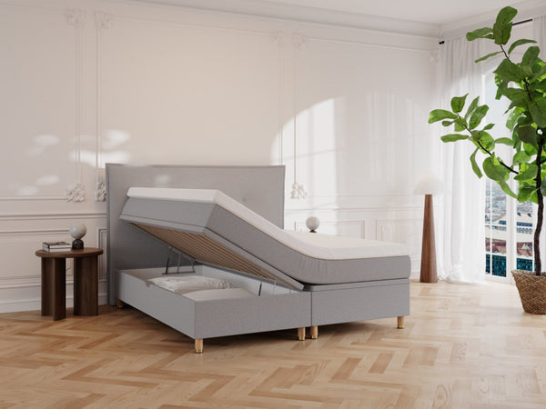 Alva Älv 160x210 Lysegrå Nordic Dream tilbyr senger med skandinavisk design og materialer av høy kvalitet. Opplev perfekt komfort for en god natts søvn. Bestill din i dag!