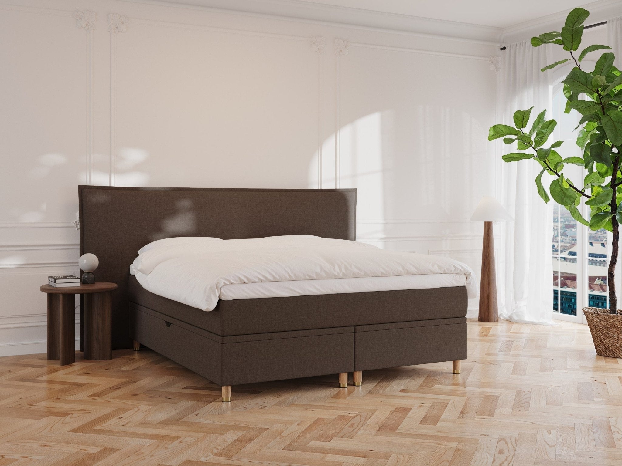 Alva Nordlys 220x220 Mørk brun Nordic Dream tilbyr senger med skandinavisk design og materialer av høy kvalitet. Opplev perfekt komfort for en god natts søvn. Bestill din i dag!