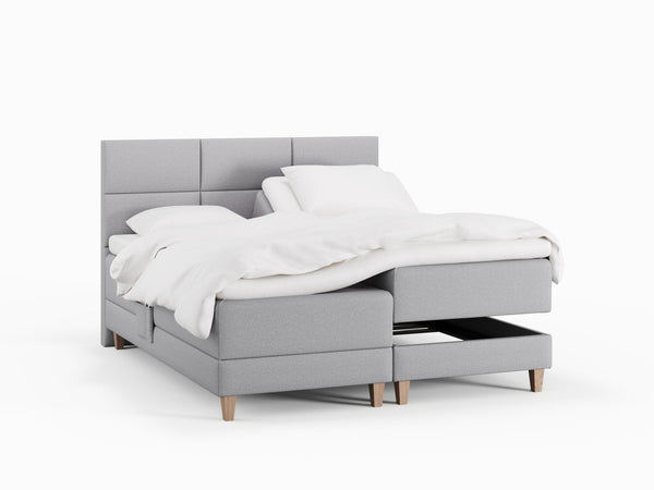 Aura Älv 210x210 Lysegrå Nordic Dream tilbyr senger med skandinavisk design og materialer av høy kvalitet. Opplev perfekt komfort for en god natts søvn. Bestill din i dag!