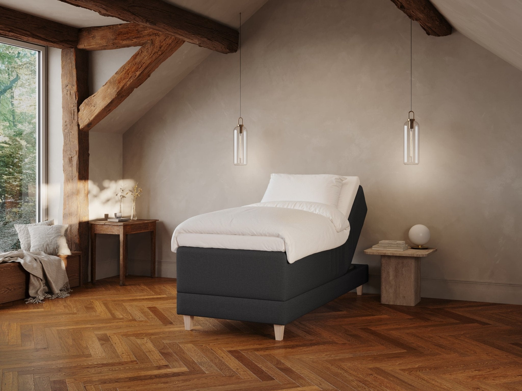 Aura Älv 90x200 Antrasitt Nordic Dream tilbyr senger med skandinavisk design og materialer av høy kvalitet. Opplev perfekt komfort for en god natts søvn. Bestill din i dag!