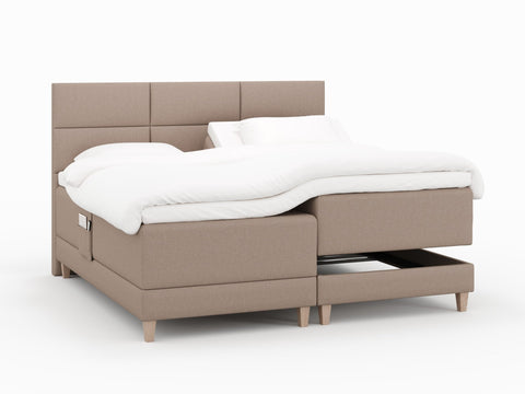 Aura Fjord 210x210 Brun Nordic Dream tilbyr senger med skandinavisk design og materialer av høy kvalitet. Opplev perfekt komfort for en god natts søvn. Bestill din i dag!