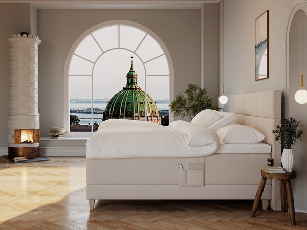 Aura Nordlys 210x210 Sand Nordic Dream tilbyr senger med skandinavisk design og materialer av høy kvalitet. Opplev perfekt komfort for en god natts søvn. Bestill din i dag!