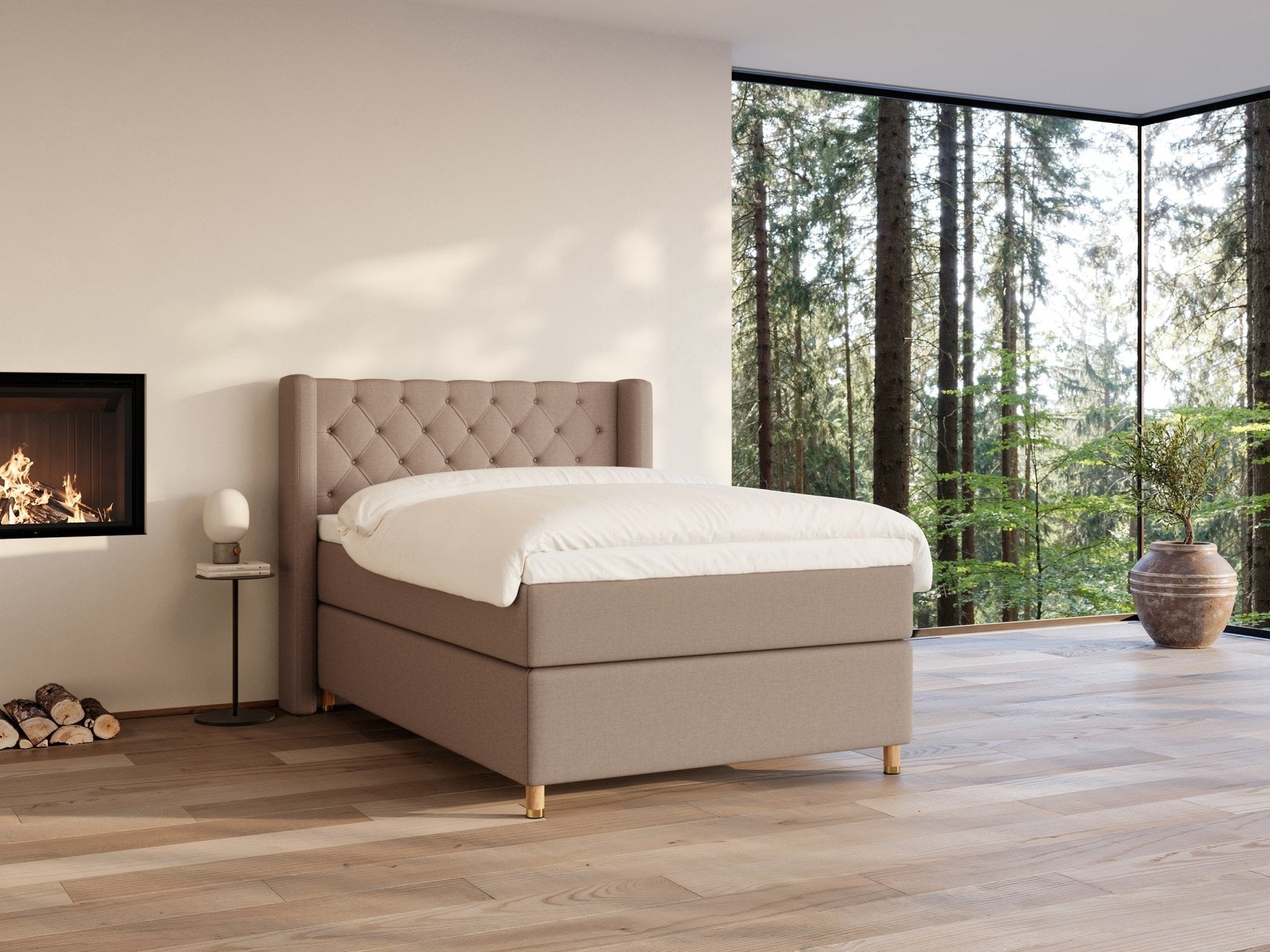 Eira Fjord 140x200 Brun Nordic Dream tilbyr senger med skandinavisk design og materialer av høy kvalitet. Opplev perfekt komfort for en god natts søvn. Bestill din i dag!