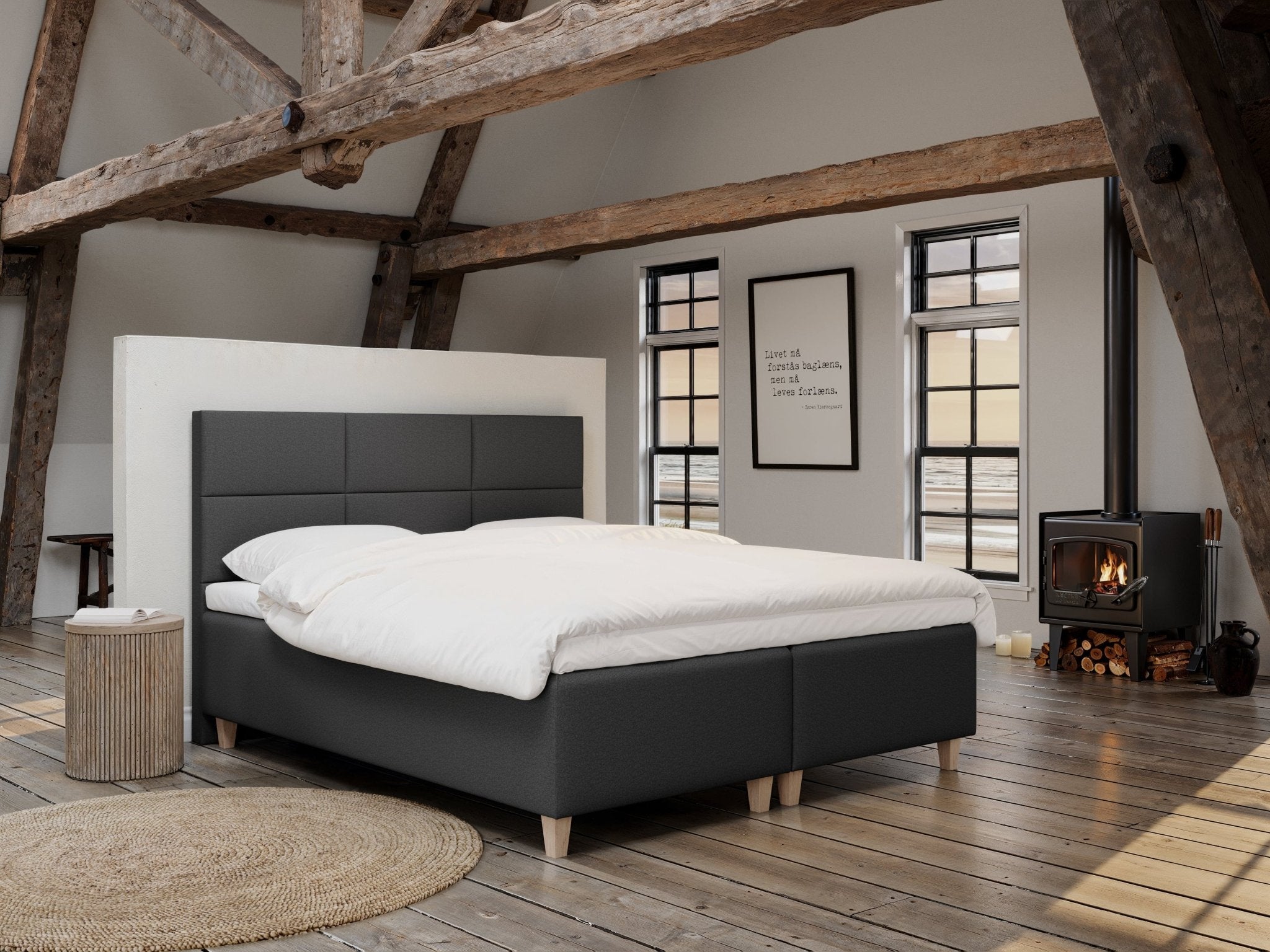 Freja Nordlys 180x200 Antrasitt Nordic Dream tilbyr senger med skandinavisk design og materialer av høy kvalitet. Opplev perfekt komfort for en god natts søvn. Bestill din i dag!