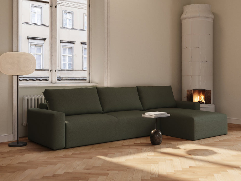 Grønn bouclé sovesofa