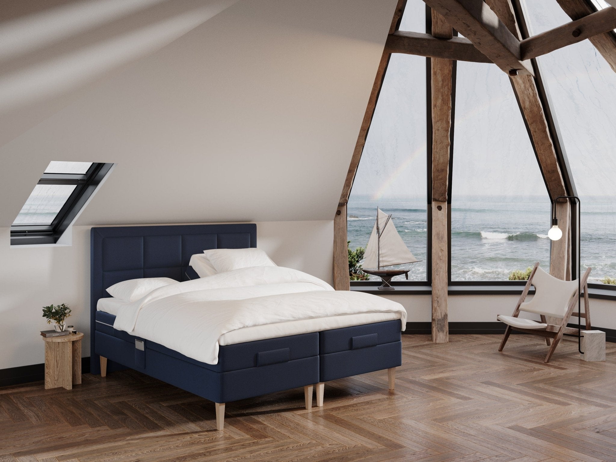 Ragna Fjord 160x200 Mørkeblå Nordic Dream tilbyr senger med skandinavisk design og materialer av høy kvalitet. Opplev perfekt komfort for en god natts søvn. Bestill din i dag!