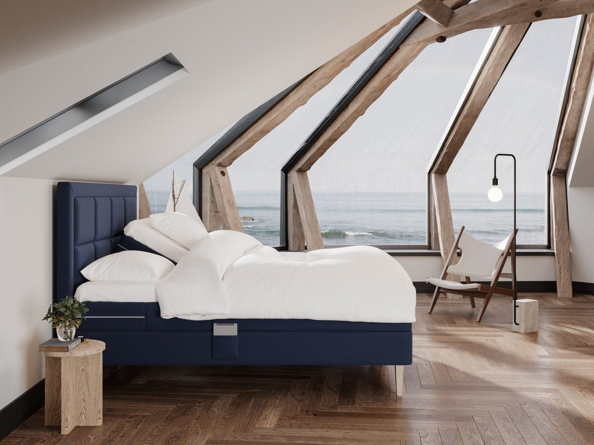 Ragna Fjord 160x200 Mørkeblå Nordic Dream tilbyr senger med skandinavisk design og materialer av høy kvalitet. Opplev perfekt komfort for en god natts søvn. Bestill din i dag!