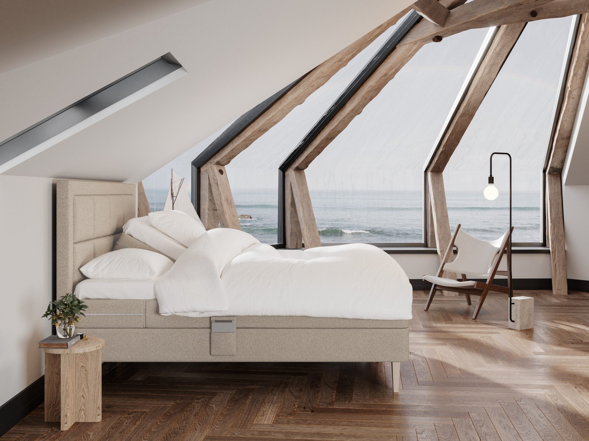 Ragna Fjord 160x200 Sand Nordic Dream tilbyr senger med skandinavisk design og materialer av høy kvalitet. Opplev perfekt komfort for en god natts søvn. Bestill din i dag!