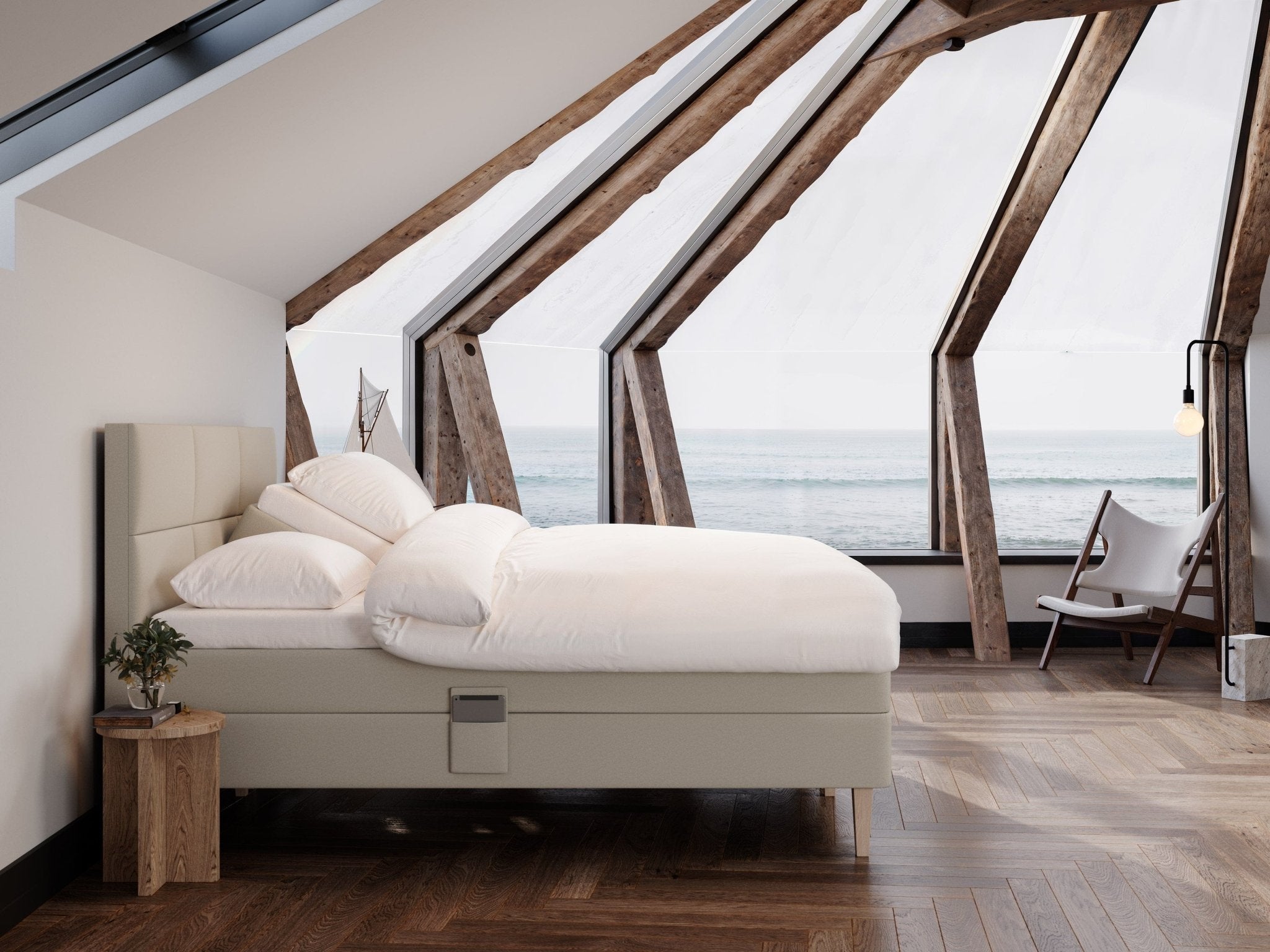 Ragna Fjord 180x200 Sand Nordic Dream tilbyr senger med skandinavisk design og materialer av høy kvalitet. Opplev perfekt komfort for en god natts søvn. Bestill din i dag!