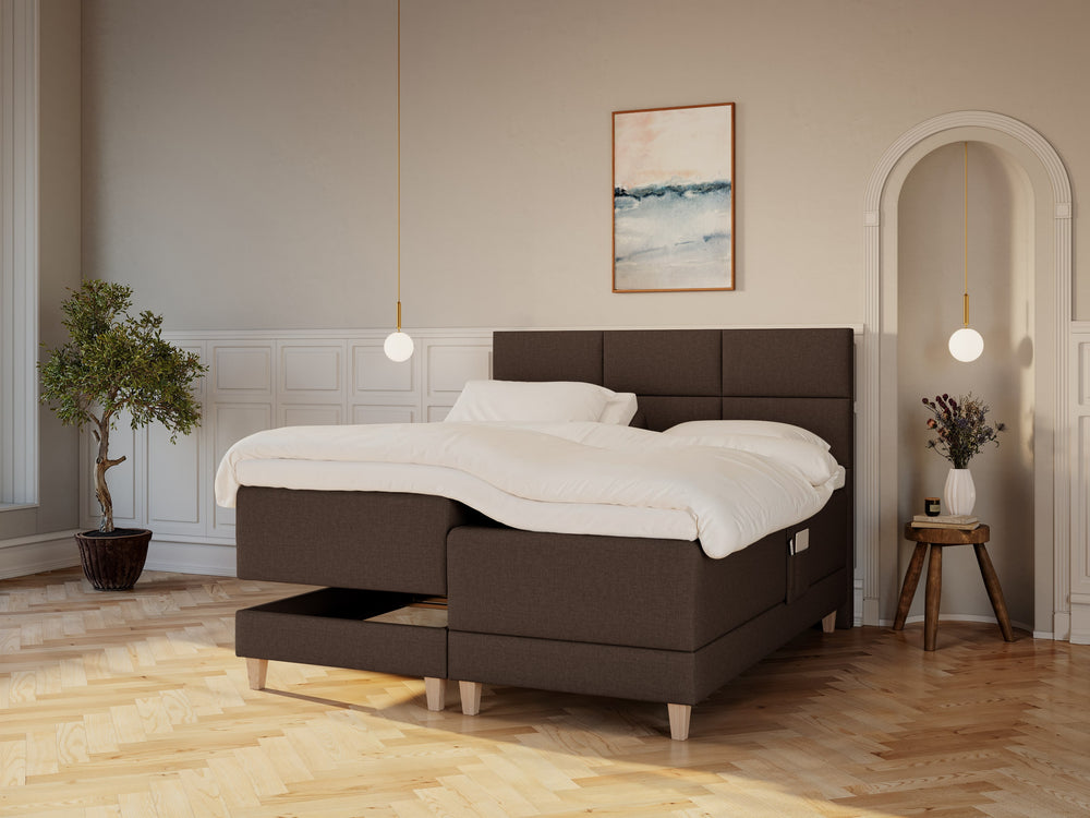 Aura Nordlys 160x200 Mørk brun Nordic Dream tilbyr senger med skandinavisk design og materialer av høy kvalitet. Opplev perfekt komfort for en god natts søvn. Bestill din i dag!