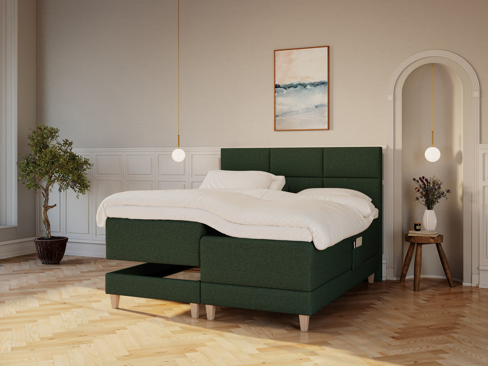 Aura Nordlys 160x200 Mørkegrøn Nordic Dream tilbyr senger med skandinavisk design og materialer av høy kvalitet. Opplev perfekt komfort for en god natts søvn. Bestill din i dag!