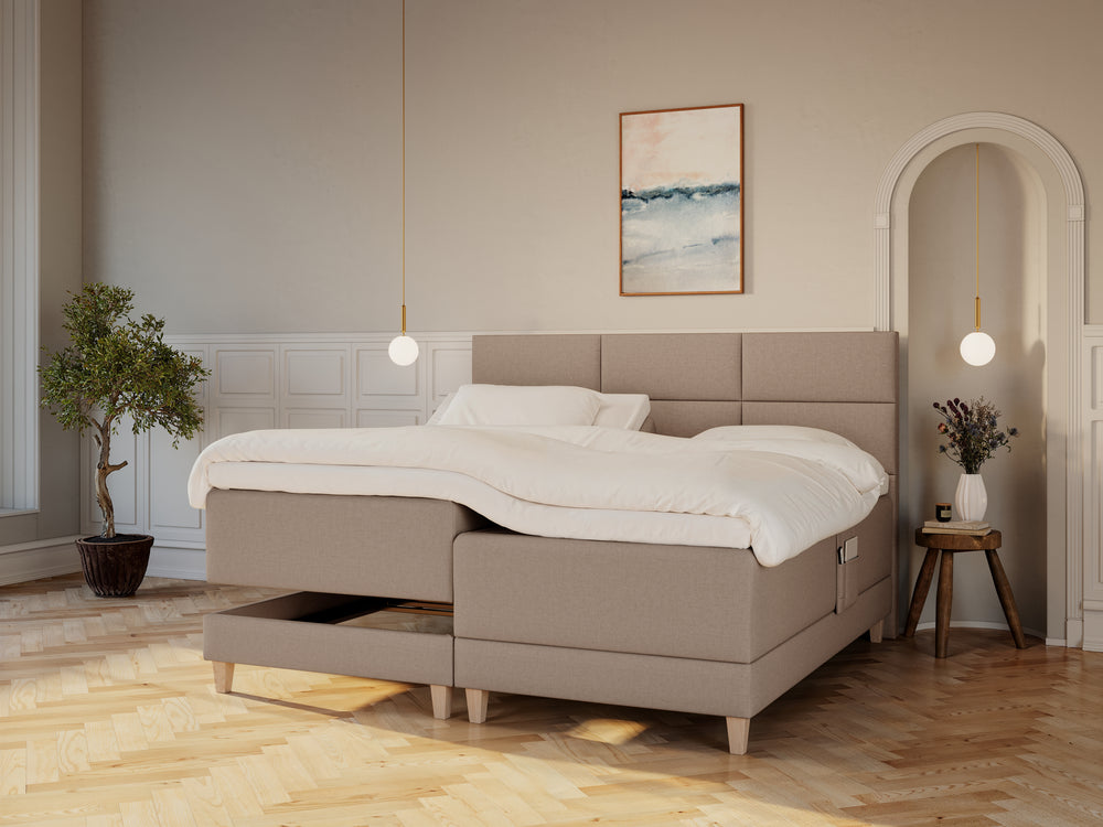 Aura Nordlys 210x210 Brun Nordic Dream tilbyr senger med skandinavisk design og materialer av høy kvalitet. Opplev perfekt komfort for en god natts søvn. Bestill din i dag!