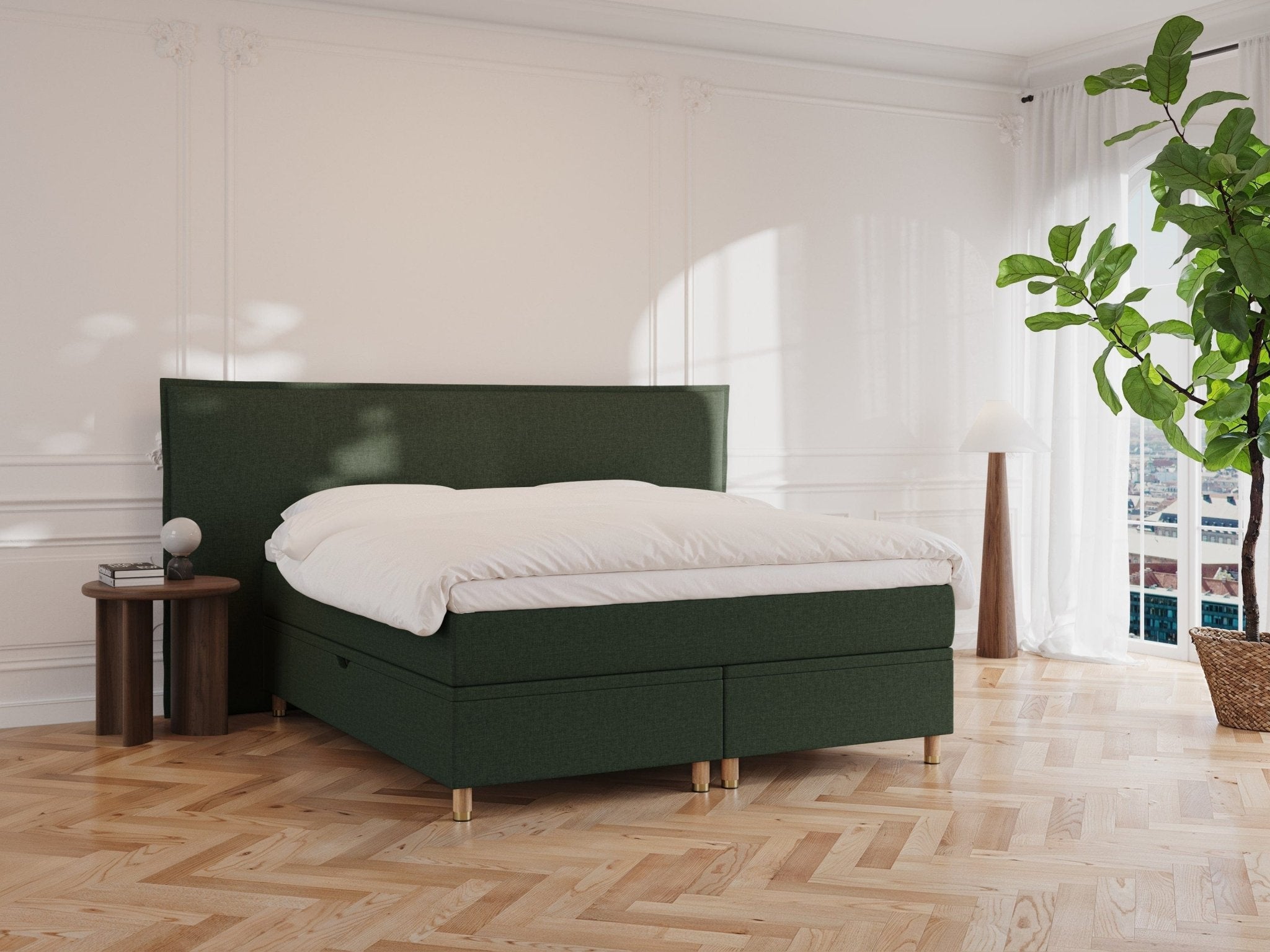 Alva Fjäll 160x200 Mørkegrøn Nordic Dream tilbyr senger med skandinavisk design og materialer av høy kvalitet. Opplev perfekt komfort for en god natts søvn. Bestill din i dag!