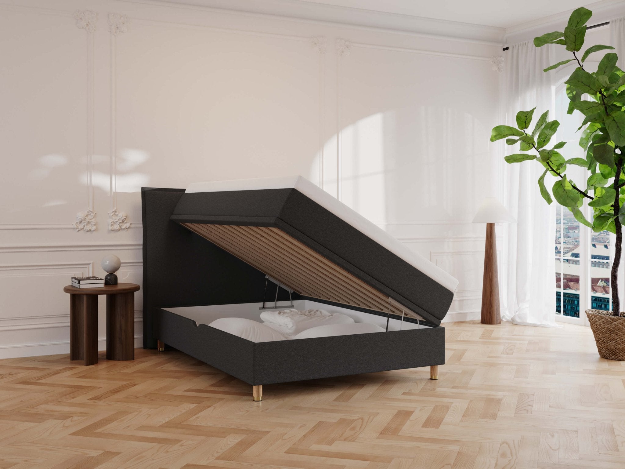 Alva Fjord 140x200 Antrasitt Nordic Dream tilbyr senger med skandinavisk design og materialer av høy kvalitet. Opplev perfekt komfort for en god natts søvn. Bestill din i dag!