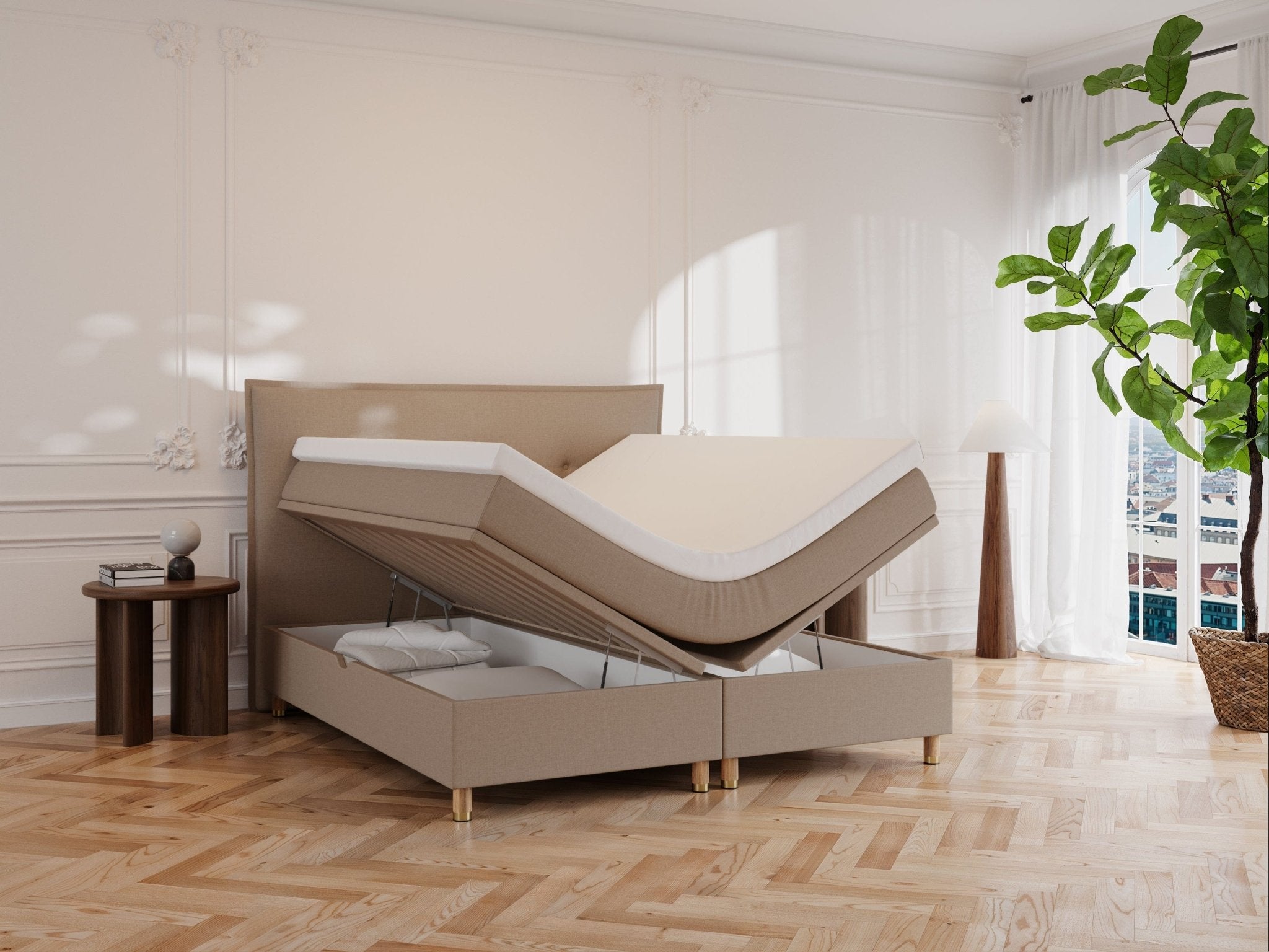 Alva Fjord 160x210 Brun Nordic Dream tilbyr senger med skandinavisk design og materialer av høy kvalitet. Opplev perfekt komfort for en god natts søvn. Bestill din i dag!