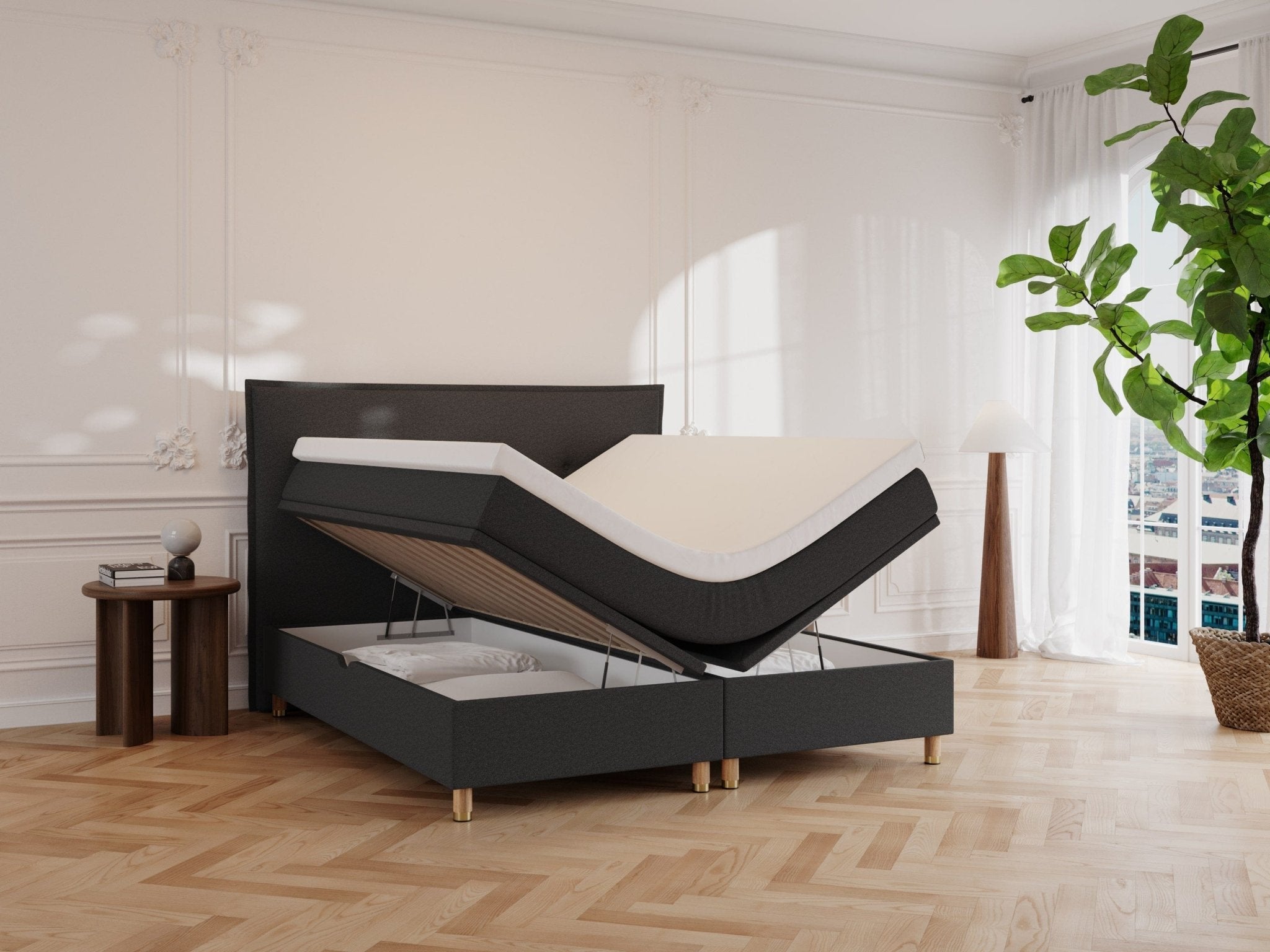 Alva Fjord 180x210 Antrasitt Nordic Dream tilbyr senger med skandinavisk design og materialer av høy kvalitet. Opplev perfekt komfort for en god natts søvn. Bestill din i dag!