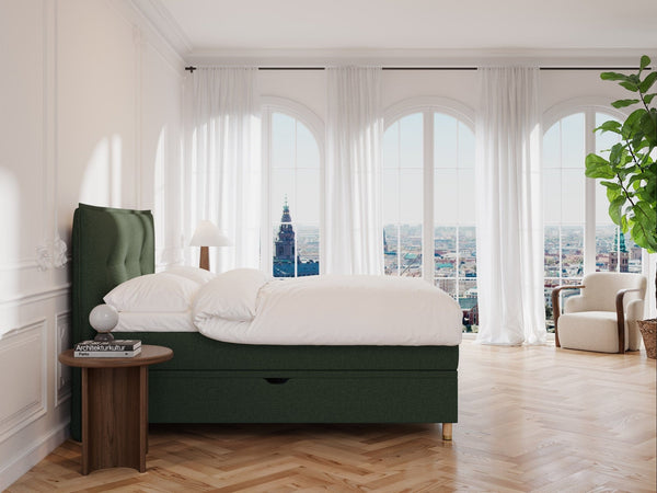 Alva Fjord 180x210 Mørkegrøn Nordic Dream tilbyr senger med skandinavisk design og materialer av høy kvalitet. Opplev perfekt komfort for en god natts søvn. Bestill din i dag!
