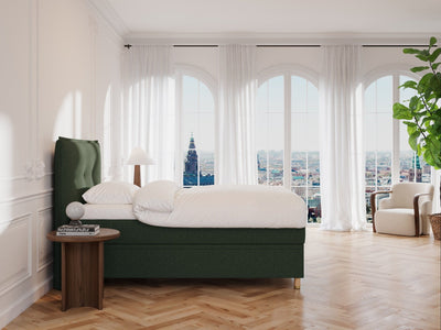 Alva Älv 140x200 Mørkegrøn Nordic Dream tilbyr senger med skandinavisk design og materialer av høy kvalitet. Opplev perfekt komfort for en god natts søvn. Bestill din i dag!