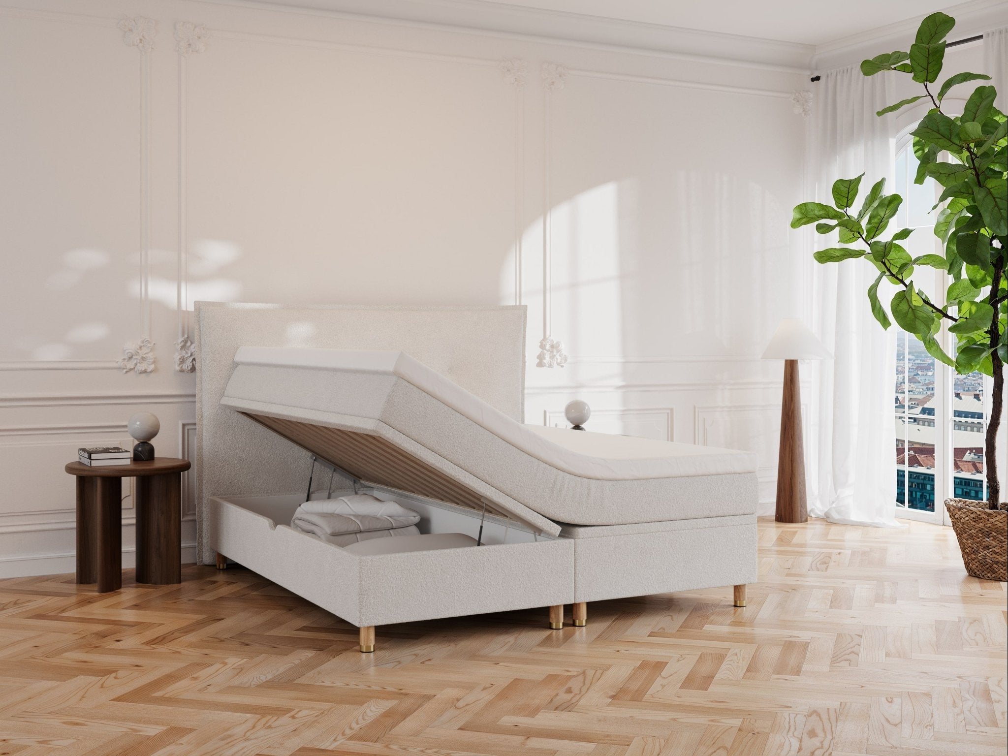Alva Nordlys 160x200 Bouclé cream Nordic Dream tilbyr senger med skandinavisk design og materialer av høy kvalitet. Opplev perfekt komfort for en god natts søvn. Bestill din i dag!