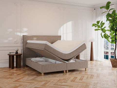 Alva Nordlys 160x200 Bouclé latte Nordic Dream tilbyr senger med skandinavisk design og materialer av høy kvalitet. Opplev perfekt komfort for en god natts søvn. Bestill din i dag!