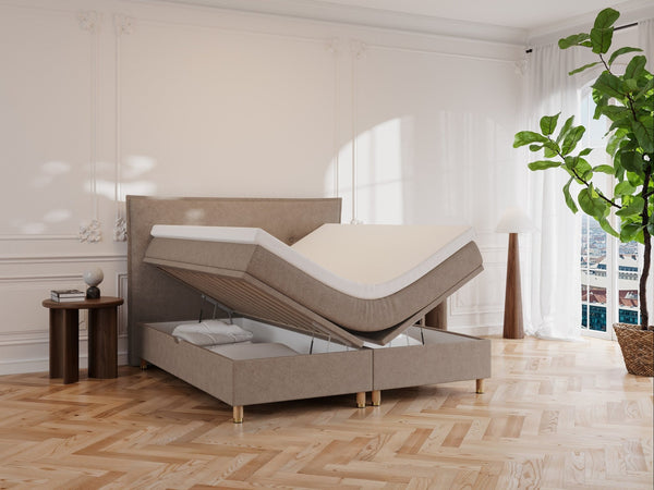 Alva Nordlys 160x200 Bouclé latte Nordic Dream tilbyr senger med skandinavisk design og materialer av høy kvalitet. Opplev perfekt komfort for en god natts søvn. Bestill din i dag!