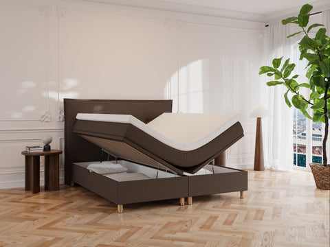 Alva Älv 180x200 Mørk brun Nordic Dream tilbyr senger med skandinavisk design og materialer av høy kvalitet. Opplev perfekt komfort for en god natts søvn. Bestill din i dag!