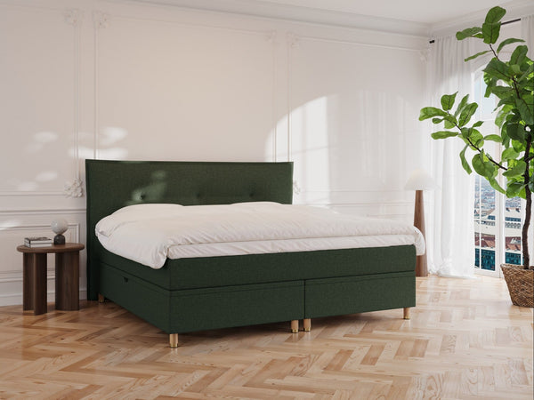 Alva Älv 200x200 Mørkegrøn Nordic Dream tilbyr senger med skandinavisk design og materialer av høy kvalitet. Opplev perfekt komfort for en god natts søvn. Bestill din i dag!