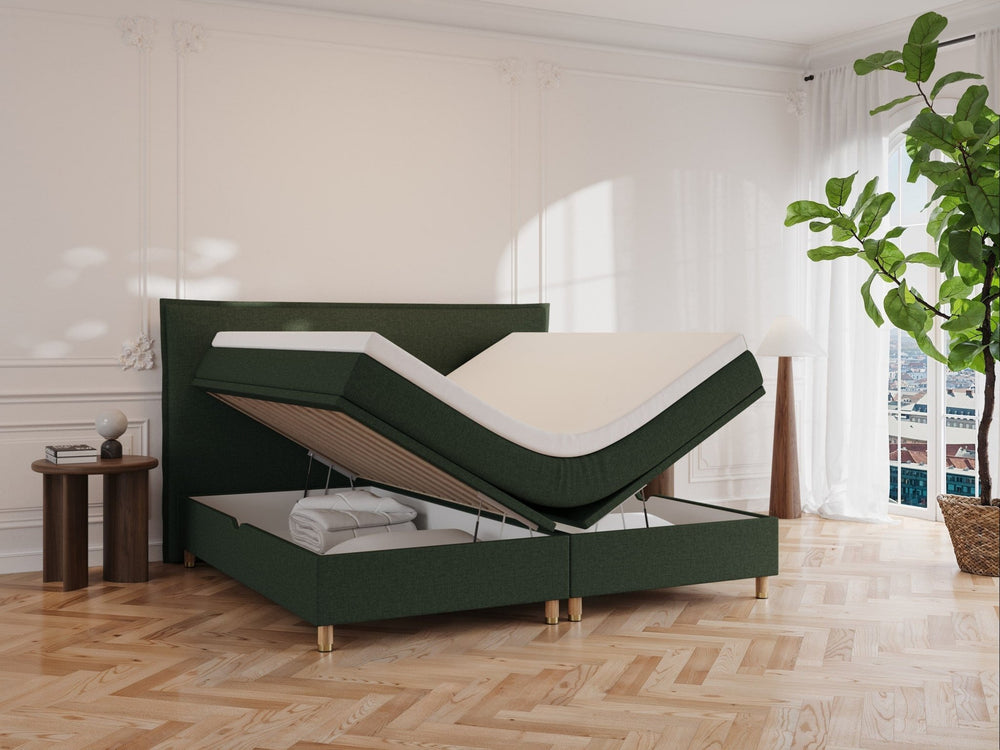 Alva Älv 200x200 Mørkegrøn Nordic Dream tilbyr senger med skandinavisk design og materialer av høy kvalitet. Opplev perfekt komfort for en god natts søvn. Bestill din i dag!