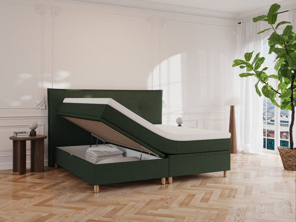 Alva Älv 200x200 Mørkegrøn Nordic Dream tilbyr senger med skandinavisk design og materialer av høy kvalitet. Opplev perfekt komfort for en god natts søvn. Bestill din i dag!