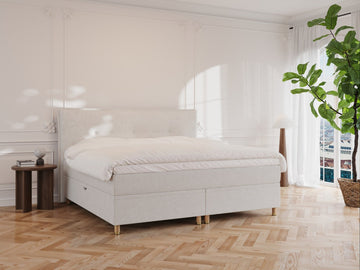 Alva Nordlys 220x220 Bouclé cream Nordic Dream tilbyr senger med skandinavisk design og materialer av høy kvalitet. Opplev perfekt komfort for en god natts søvn. Bestill din i dag!
