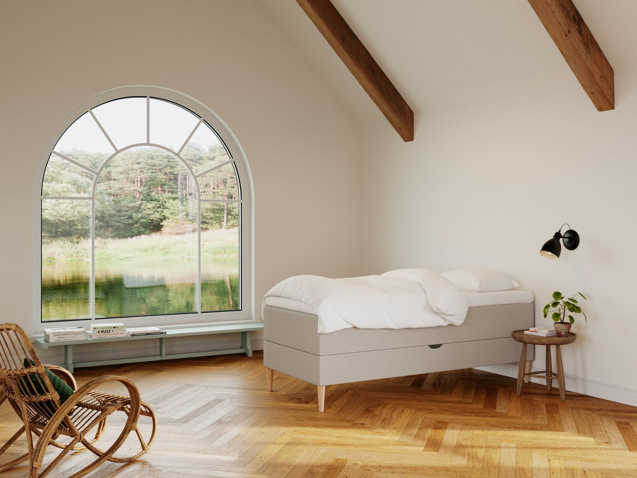 Astrid Nordlys 90x200 Sand Nordic Dream tilbyr senger med skandinavisk design og materialer av høy kvalitet. Opplev perfekt komfort for en god natts søvn. Bestill din i dag!