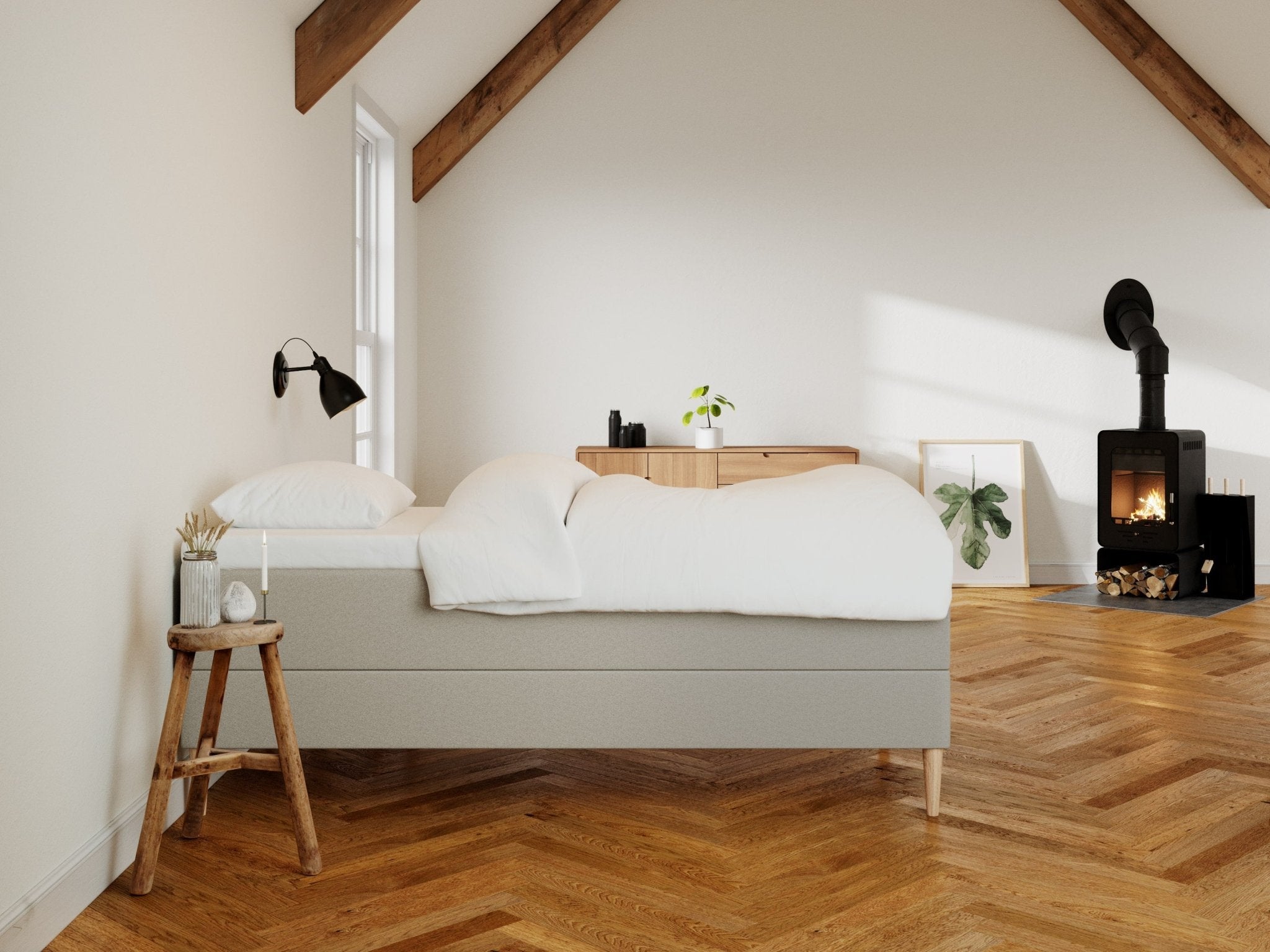 Astrid Nordlys 90x200 Sand Nordic Dream tilbyr senger med skandinavisk design og materialer av høy kvalitet. Opplev perfekt komfort for en god natts søvn. Bestill din i dag!