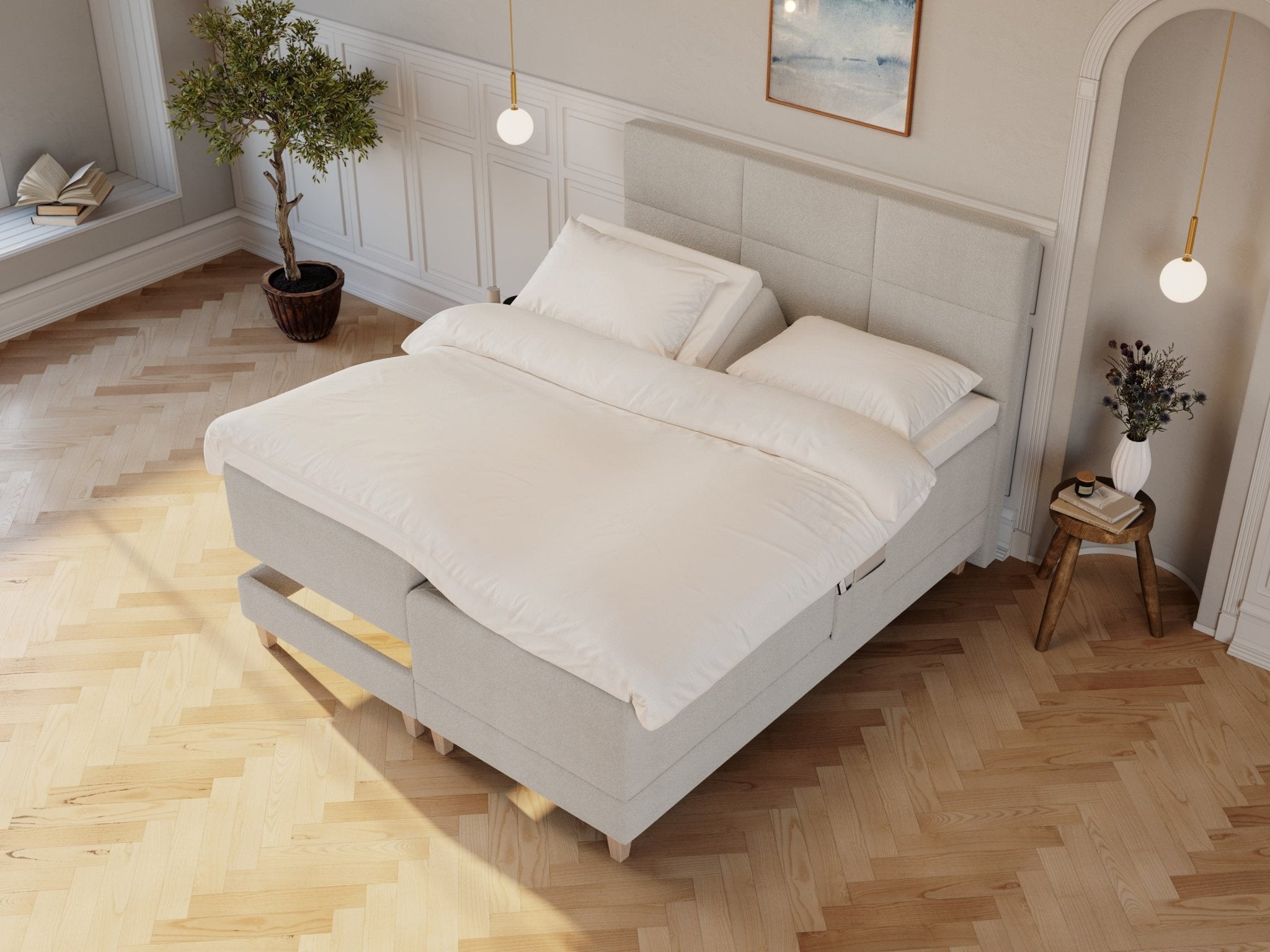 Aura Älv 180x200 Bouclé cream Nordic Dream tilbyr senger med skandinavisk design og materialer av høy kvalitet. Opplev perfekt komfort for en god natts søvn. Bestill din i dag!