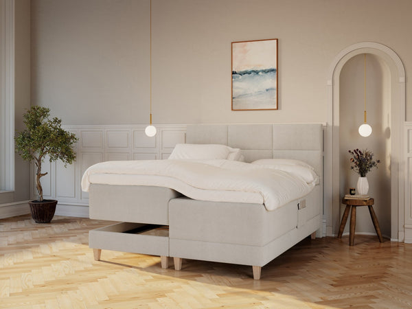 Aura Älv 180x200 Bouclé cream Nordic Dream tilbyr senger med skandinavisk design og materialer av høy kvalitet. Opplev perfekt komfort for en god natts søvn. Bestill din i dag!