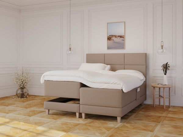 Aura Älv 180x200 Brun Nordic Dream tilbyr senger med skandinavisk design og materialer av høy kvalitet. Opplev perfekt komfort for en god natts søvn. Bestill din i dag!