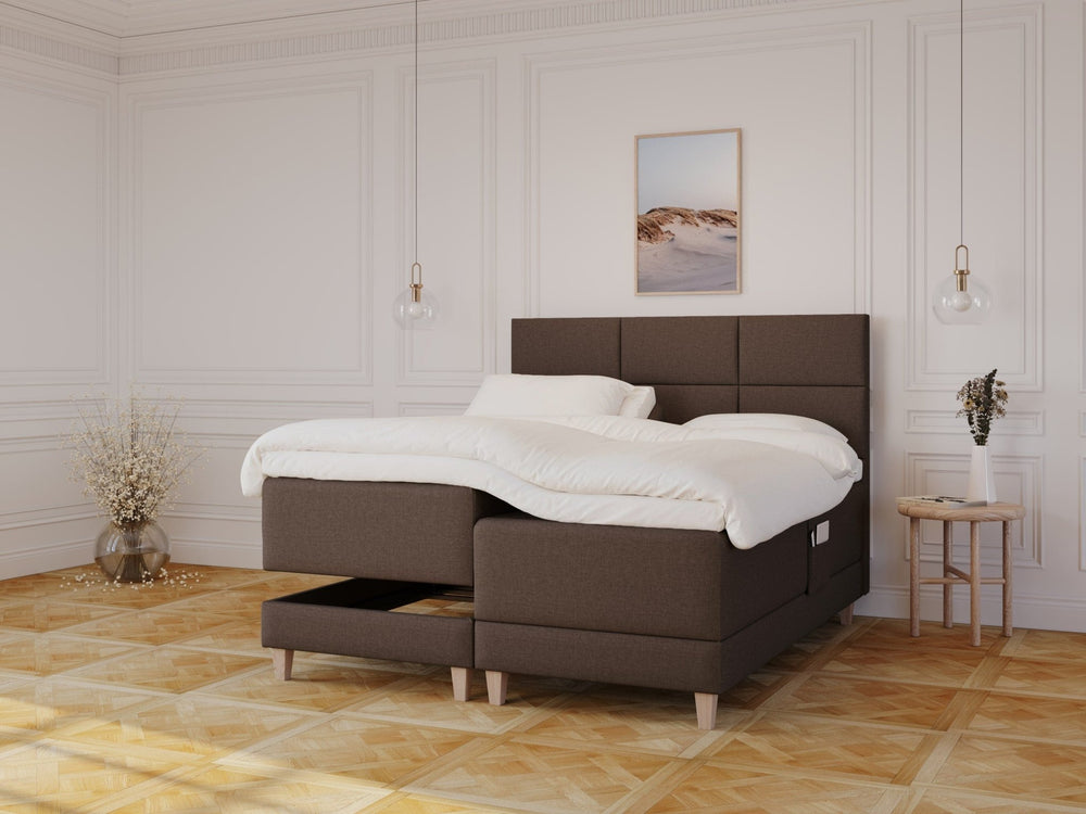 Aura Älv 180x200 Mørk brun Nordic Dream tilbyr senger med skandinavisk design og materialer av høy kvalitet. Opplev perfekt komfort for en god natts søvn. Bestill din i dag!