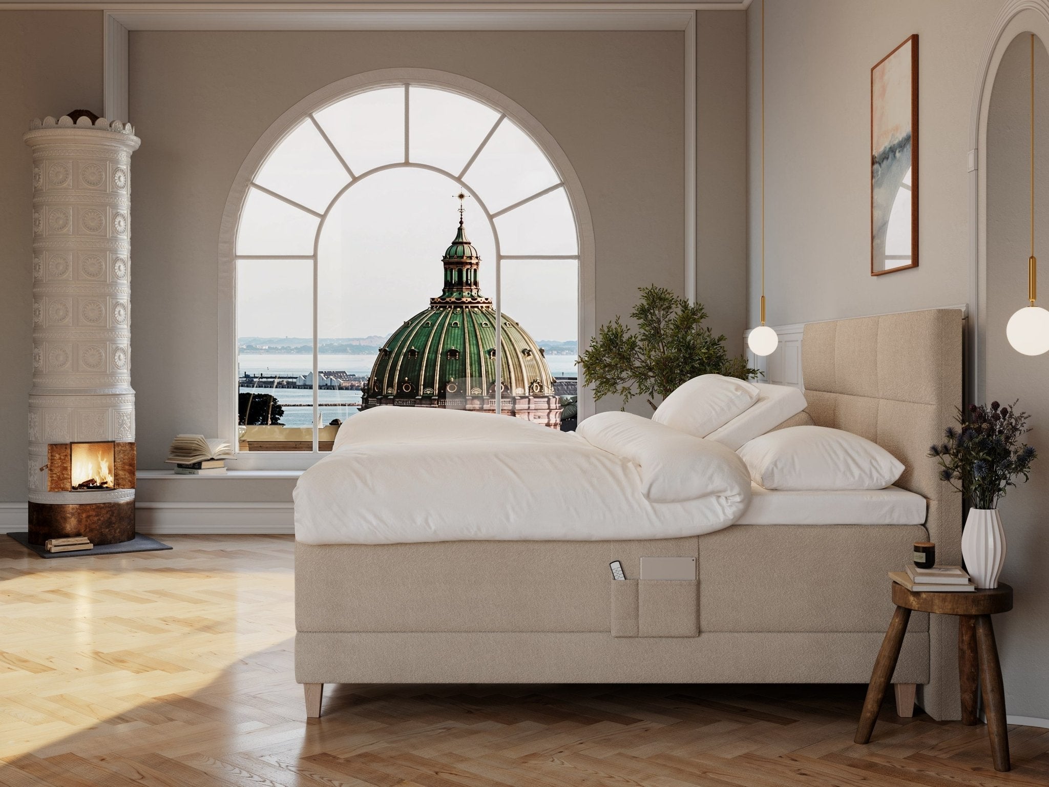 Aura Älv 210x210 Bouclé latte Nordic Dream tilbyr senger med skandinavisk design og materialer av høy kvalitet. Opplev perfekt komfort for en god natts søvn. Bestill din i dag!