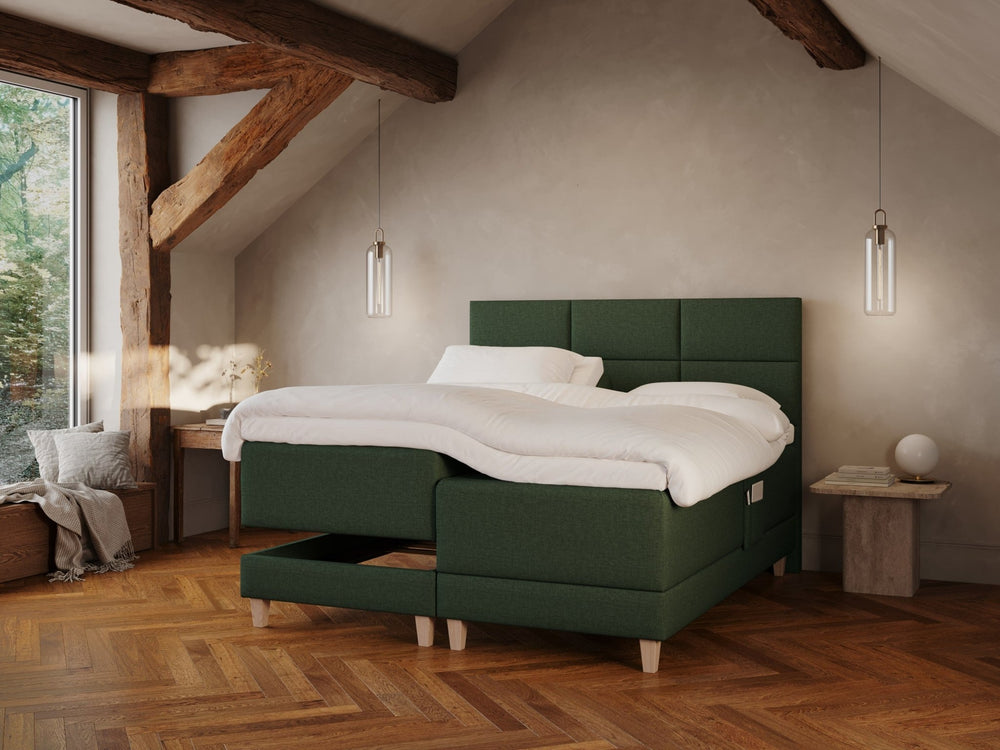 Aura Fjäll 180x200 Mørkegrøn Nordic Dream tilbyr senger med skandinavisk design og materialer av høy kvalitet. Opplev perfekt komfort for en god natts søvn. Bestill din i dag!