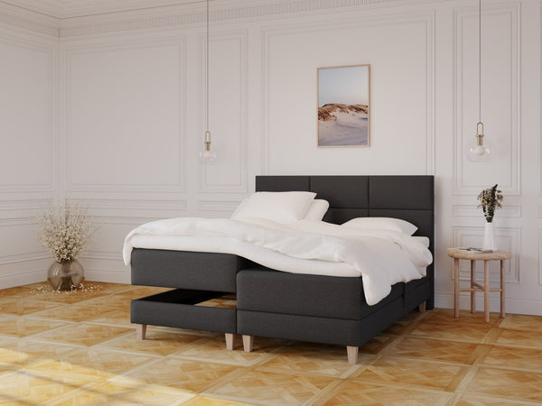 Aura Fjord 160x200 Antrasitt Nordic Dream tilbyr senger med skandinavisk design og materialer av høy kvalitet. Opplev perfekt komfort for en god natts søvn. Bestill din i dag!
