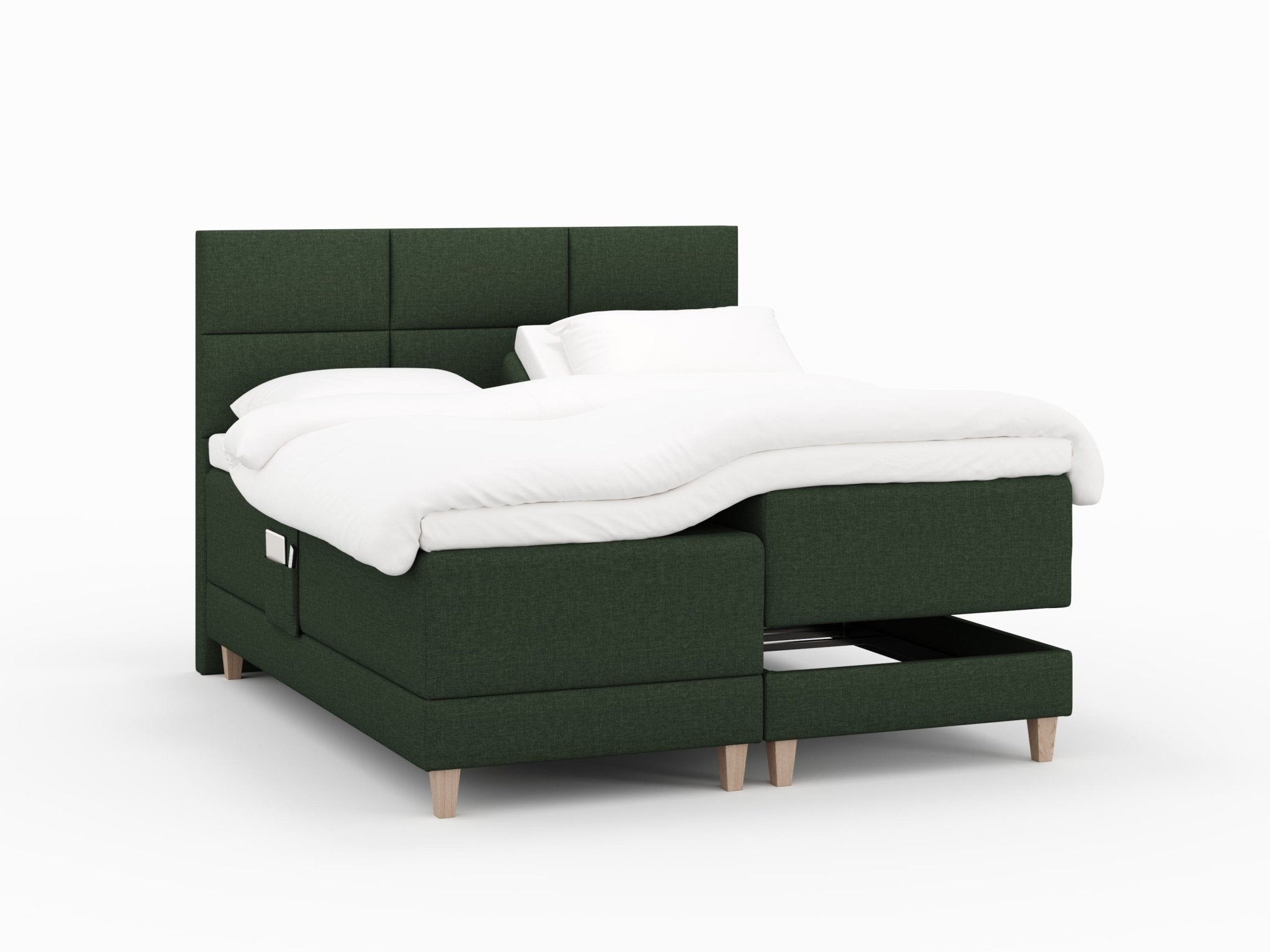 Aura Fjord 180x200 Mørkegrøn Nordic Dream tilbyr senger med skandinavisk design og materialer av høy kvalitet. Opplev perfekt komfort for en god natts søvn. Bestill din i dag!