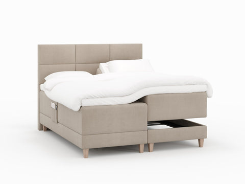Aura Fjord 180x210 Bouclé latte Nordic Dream tilbyr senger med skandinavisk design og materialer av høy kvalitet. Opplev perfekt komfort for en god natts søvn. Bestill din i dag!