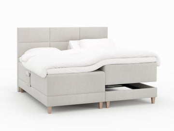Aura Fjord 210x210 Bouclé cream Nordic Dream tilbyr senger med skandinavisk design og materialer av høy kvalitet. Opplev perfekt komfort for en god natts søvn. Bestill din i dag!