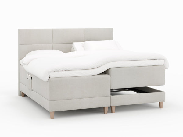 Aura Fjord 210x210 Bouclé cream Nordic Dream tilbyr senger med skandinavisk design og materialer av høy kvalitet. Opplev perfekt komfort for en god natts søvn. Bestill din i dag!