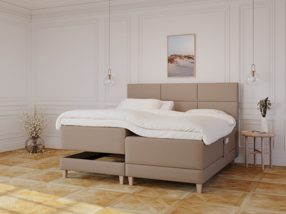 Aura Fjord 210x210 Brun Nordic Dream tilbyr senger med skandinavisk design og materialer av høy kvalitet. Opplev perfekt komfort for en god natts søvn. Bestill din i dag!