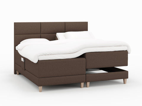 Aura Fjord 210x210 Mørk brun Nordic Dream tilbyr senger med skandinavisk design og materialer av høy kvalitet. Opplev perfekt komfort for en god natts søvn. Bestill din i dag!