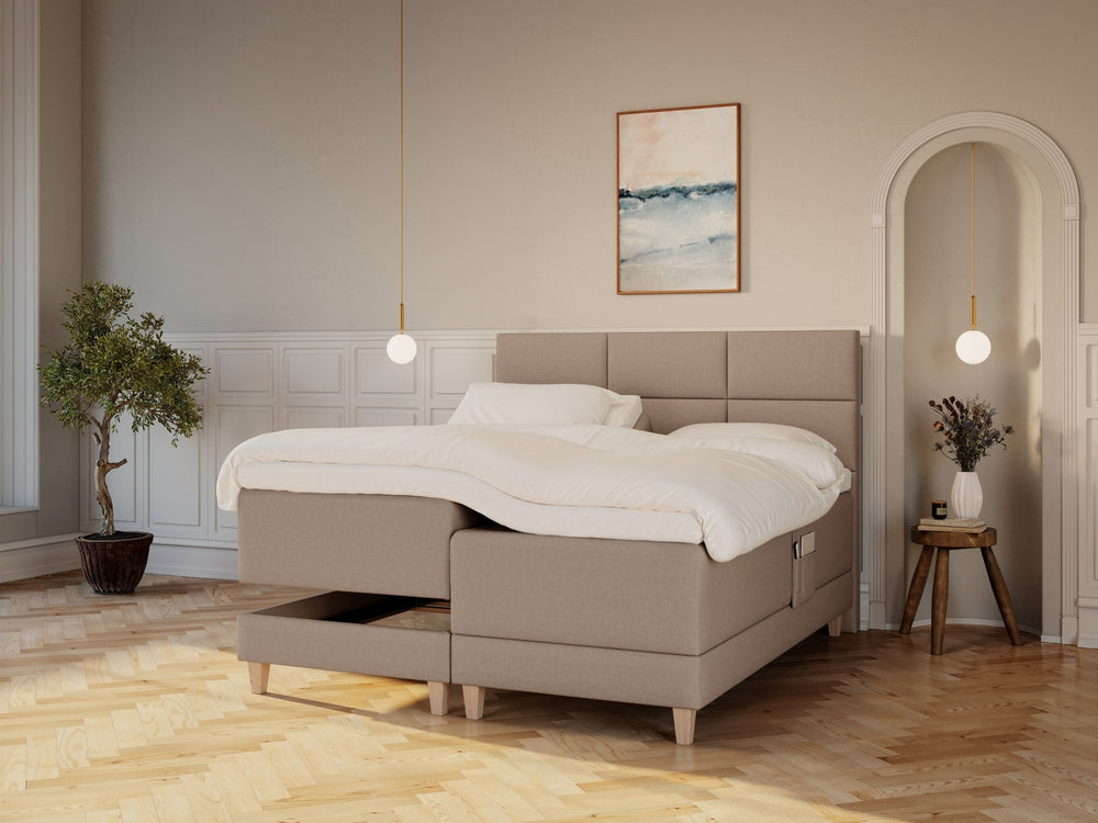 Aura Nordlys 160x200 Brun Nordic Dream tilbyr senger med skandinavisk design og materialer av høy kvalitet. Opplev perfekt komfort for en god natts søvn. Bestill din i dag!